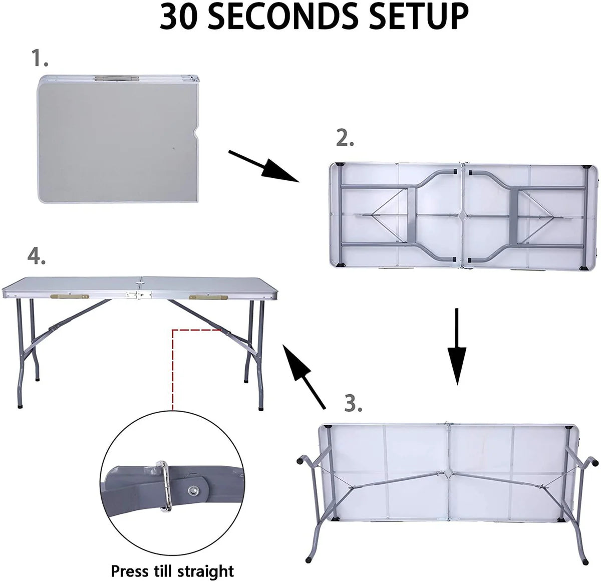 CLG Store | Portable Folding Camping Table 5 Ft Lightweight Table Suitcase Picnic Table with Umbrella Hole