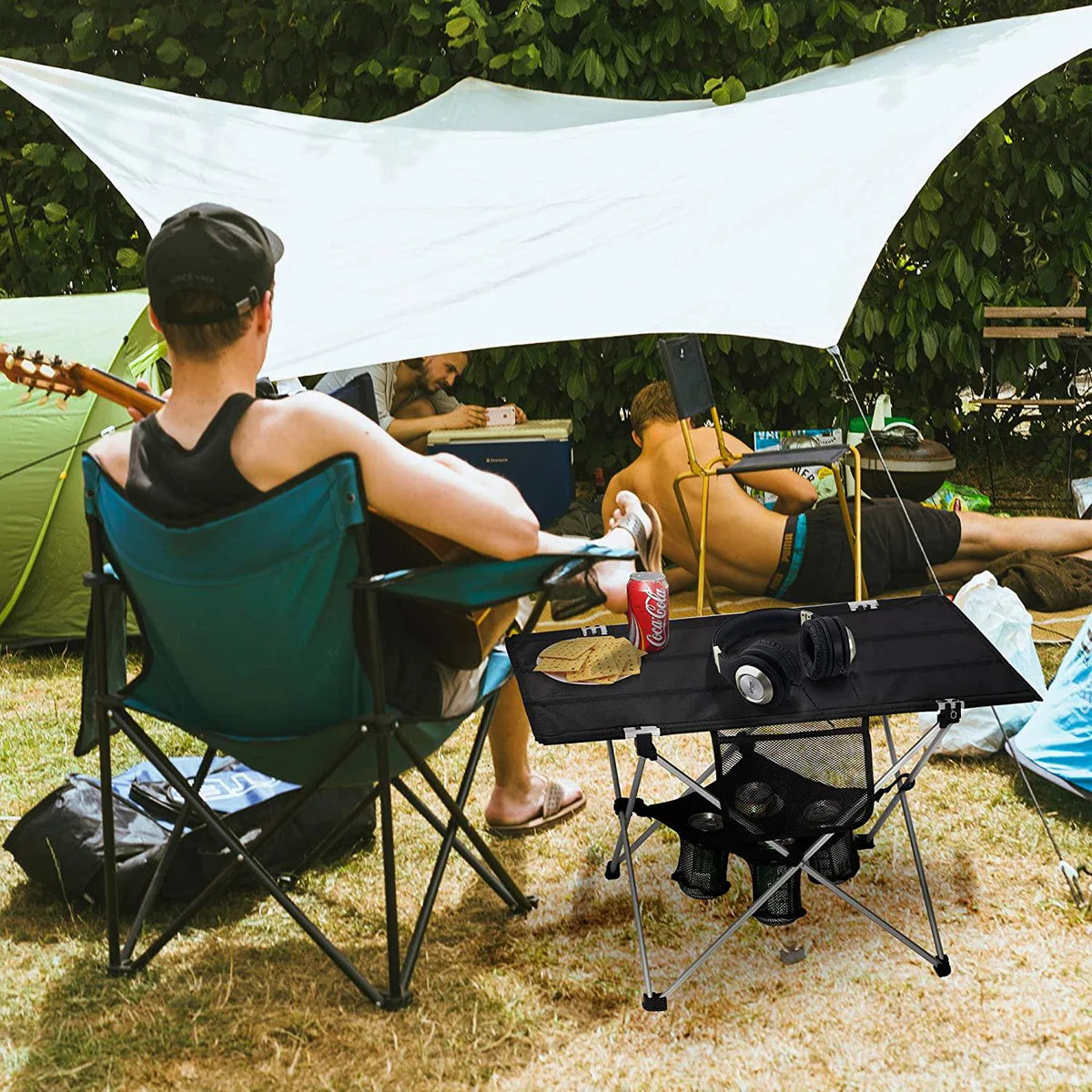 CLG Store | Rectangle Outdoor Table Portable Small Folding Camping Table with Cup Holder and Carry Bag