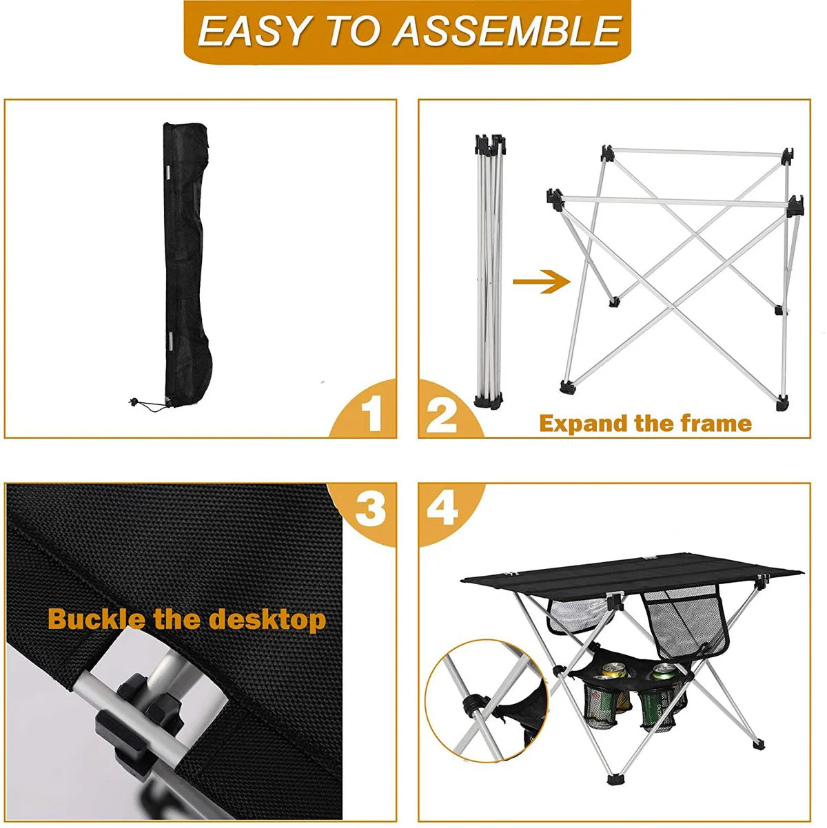 CLG Store | Rectangle Outdoor Table Portable Small Folding Camping Table with Cup Holder and Carry Bag