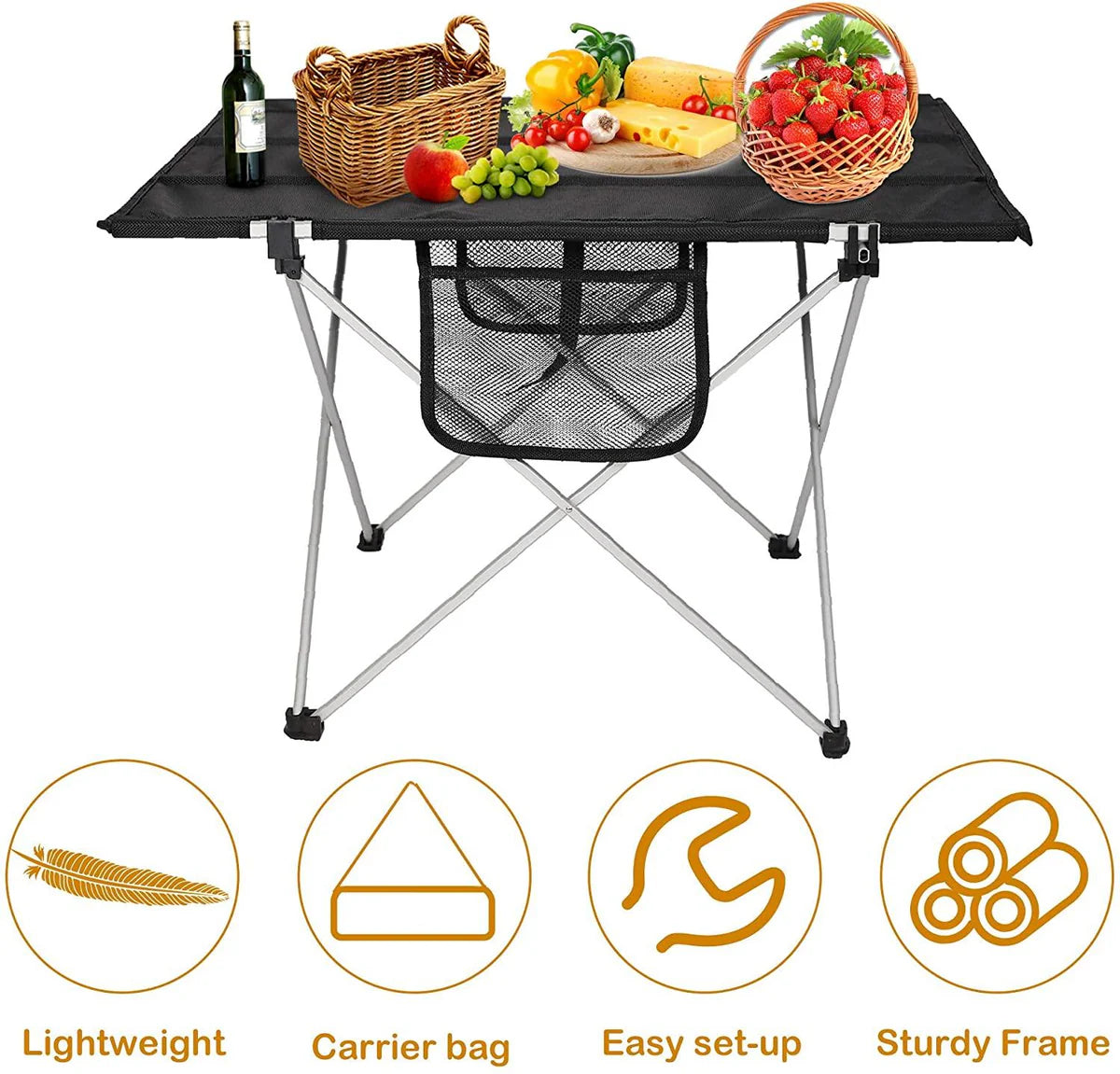 CLG Store | Rectangle Outdoor Table Portable Small Folding Camping Table with Cup Holder and Carry Bag