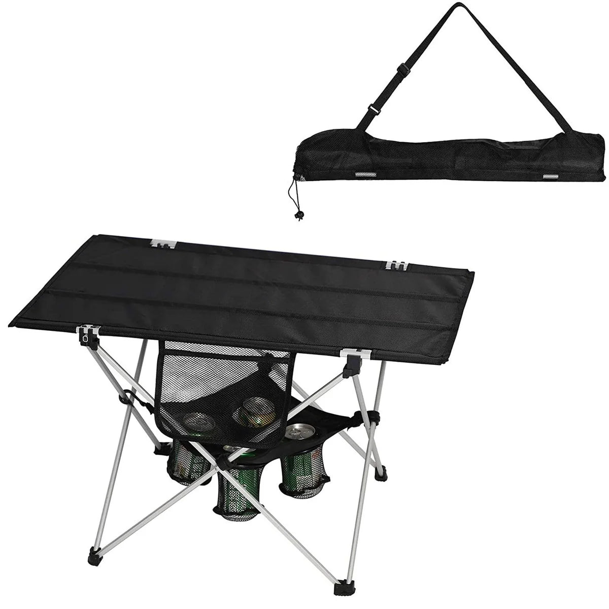 CLG Store | Rectangle Outdoor Table Portable Small Folding Camping Table with Cup Holder and Carry Bag